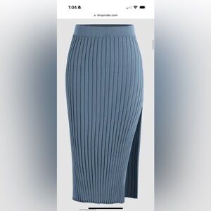Blue Pleaded Midi Pencil Skirt
